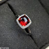 Cluster Rings KJJEAXCMY Fine Jewelry 925 Sterling Silver Inlaid Natural Garnet Girl Chinese Style Elegant Square Gem Ring Support Check