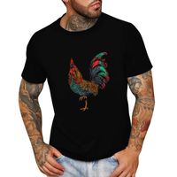 Herren T-Shirts Tierdruck Sommer Männer Mode lässig runde Hals Kleingedruckte T-Shirt Kurzärmel Junge Kleidung Hahn Baumwollmen's