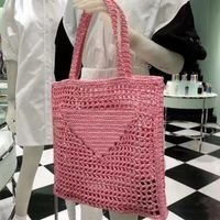 Designer Handtaschen für Frauen weben Totes Hollow Out Frauen Strand Freizeiteinkäufe Feste Farbe