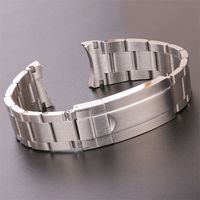20 mm 316L Edelstahl Uhren -Wachband Armband Silber gebürstet Metallkrümmungsendersatz Link Deploa -Einsatz -Wachgurt 220518