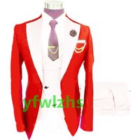 Wedding Tuxedos One Button Men Suits Groomsmen Notch Lapel Groom Tuxedos Wedding Prom Man Blazer Jacket Pants Vest Tie W976