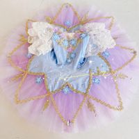 Stage Wear Ballet Professional Ballet Tutu para niños Girls Swan Lake Dance Ropa Pancake Ballerina Fairy Skating Dress