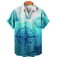 Herren -Freihirthirts Sommer für Männer hawaiianischer Strand 3D -Druck Anker Harajuku Camisa Top Button Revers übergroße Männer Kleidung 5xlmen's