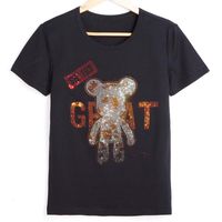 여자 티셔츠 디자인 2022 여성 여름 T 셔츠 kawaii 곰 크리스탈 패턴 짧은 슬리브 여성 탑 여자 의류 여성