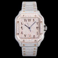 풀 다이아몬드 남성 시계 시계 자동 기계식 시계 40mm 다이아몬드 스터드 스틸 브레이슬릿 손목 시계 비즈니스 손목 시계 Montre de Luxe