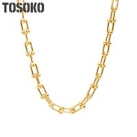 Tosoko Bijoux en acier inoxydable Horseshoe Collier en forme de U Collier exagéré pour femmes BSP674 220705