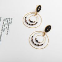 Dangle Kronleuchter schwarzer Emaille-Anhänger Ohrstollen Retro Edelstahl Gold-plattiertem Ohrring für Frauen übertrieben übertriebene Runde Trendy