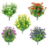 Flores decorativas grinaldas 15 pacotes ao ar livre artificial artificial vegetal de plástico resistentes de uv plantas de arbustos para vaso interno fora pendurado