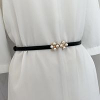 Gürtelgürtelkleid Einfache vielseitige Mode Frauen Leder dünne dünne verstellbare Perlenschnuckle -Accessoiresbelts