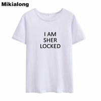 I Am Sher Locked Harajuku T Shirts T-shirt Women Summer Short Sleeve Cotton Tee Shirt Femme Casual Tumblr Top