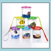 Andere Hausgarten tragbare Betta Cup Fischschalen Mini Schildkröte Käfig Plastik kleiner Reptilienträger mit abnehmbarem Deckel Easy Dhsjr
