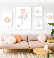 Fiori Immagini artistiche da parete per ragazze decorazione camera da poster personalizzato Nome bambino personalizzato dipinto di pittura stampe di vivaio rosa 220716