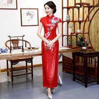 Ethnic Clothing Red Slim Chinese Bride Wedding Dress Sexy Mandarin Collar Orienrtal Cheongsams Women Appliques Qipao Elegant Formal Party Go