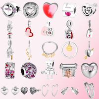 2021 Valentine's Day Charm Love Heart Shape Cupid Arrow Bead Pendant Stud Earrings Necklace Ring 925 Sterling Silver