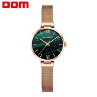 DOM Women Watches New Rose Gold Ladies Bracelet Watch Womens Quartz Dress Malachite Green Wristwatch Feminino Clock G-1286G-3M222Y