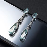 Leghielier pennella semplice Shiny Sinestone Blu Orecchini a sospensione per le donne Drope Dropies Ladies Daily Party JewelryDangle