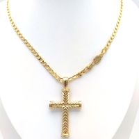 Pendant Necklaces Cross Solid Gold Filled Charms Lines Fine 24 K Link Necklace Curb Chain Christian Diy Jewelry Factory God Gift