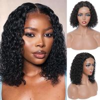 Lace Wigs Water Wave Short Bob Front Human Hair With Baby Br...