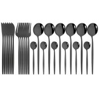 24 pezzi di stoviglie nere set coltello forcella tavolo da tavolo specchio da tavolo in acciaio in acciaio posate posate da cucina occidentale