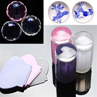 Whole- Clear Nail Art Jelly Stamper Stamp Scraper Set Polish Stamping Manicure Tools272B