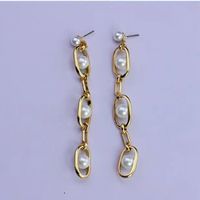 Luxus Dangle Ohrringe weiße Perle für Frauen trendy 18K Goldbeschichtung glamouröser Designer Kronleuchter Ohrring Girls Mode Schmuck Einfache Accessoires Party Geschenke