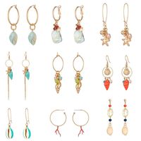 Hoop & Huggie Earrings Chunky Fashion Jewelry Accessories Sparkling Korean Earring Green Red Flower Shell Stone Long Studs Hook Ear Rings