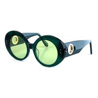 Fashion Summer women sunglasses uv400 designer Oval Shape Blue Acetate Frame high quality Wide Leg plank trendy seaside beach goggles Dark Green eyewear With box