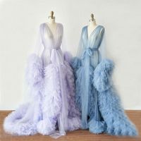 Maternity Robes Boutique Occasion Dresses Women Long Tulle Bathrobe Dress Po Shoot Birthday Party Bridal Fluffy Evening Sleepwe276S