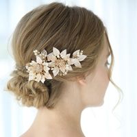 Hair Clips & Barrettes Freshwater Pearls Women Jewelry Gold Leaf Wedding Headpiece Handmade Bridal Comb AccessoriesHair