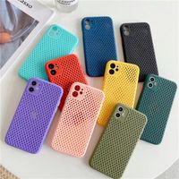 summer hollowed-out heat dissipation phone cases for iPhone 11 12 13 Pro Max 12 13 Mini X XS XR XSMax 7 8 Plus SE2 TPU breathable anti-fall protection soft case
