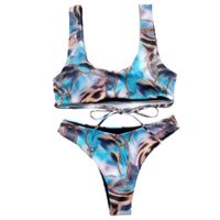 Traje de baño para mujer para mujer sexy bikini conjunto leopardo cadena impresión empuje hacia arriba traje de baño vendaje beachwear
