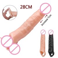 Wiederverwendbare Penishülle Extender -Kondom -Hahn -Erweiterung Dick Enlargemen Sexspielzeug für Männer Vergrößerungszeit Verzögerung 220617