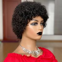 Short Afro Kinky Curly Wig Pixie Cut Wigs Brazilian Remy Hair Afro Puff Human Hair Wigs For Women Full Mahine Made Wigs288K