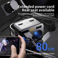 Car Cigarette Lighter Socket Power Adapter With 80 Cm Extend Line QC 3.0 Fast Charging Dual Socket Safe Switch Car Accessories H220512