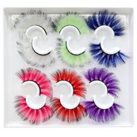 3D 5D color lash Fake Colored Eyelashes Pink Green Purple Re...