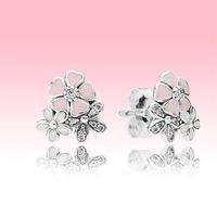 Pink Daisy Stud Earring Fashion Women Gift Jewelry with Original box for Pandora 925 Sterling Silver flower Earrings254y