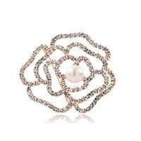 High Quality Hollow Rose Flower Brooch Women Fashion Scarf Pins Luxury Diamond Crystal Shell Pearl Brooches Wedding Bride Bouquet 231i
