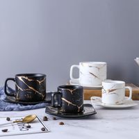 Cups Saucers Marmor Kaffeetasse Schwarz -Weiß -Untertasse -Tasse. Hochwertige Set -Tassen Cupscups