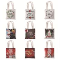 Storage Bags Merry Christmas Women Canvas Shoulder Bag Santa...