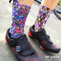 Calzini sportivi dh marchio professionale ciclismo proteggere i piedi di stampa colorato sport bici biciclette di alta qualità da corsa