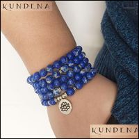 Braccialetti da tennis gioielli 5 avvolgono blu pietra blu braccialetto yoga lotus buddha fascia