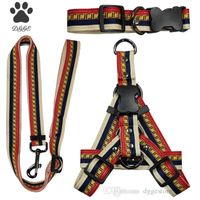 Moda Marca Colares Cão e Coleiras Defina Designer Dog Harness Cintos de Assento Cintos Clássicos Pet Colar para Pequenos Cães Grandes Média Francesa Bulldog Dourado B79