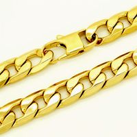 12 mm szerokość mężczyzn biżuteria 18k złota łańcuch 100% Naszyjnik ze stali nierdzewnej T i CO CURB Cuban Choker 18 - 36 cali 279e