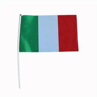 Bandiera a mano intera con palo di plastica rotonda Testa 14 21 cm Italia Country Flag Pro236u