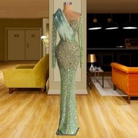 Sparkly Sequined Green Prom Dresses Mermaid Beads Robe de ma...