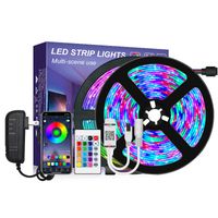 RGB LED Strip Lights 32,8ft 10m SMD 5050 Waterdicht voor slaapkamer Smart Bluetooth App Control met externe multi -kleuren veranderende Led Light Room keuken feest huis