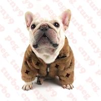 Pet Fur Coat Warm Jacket Letter Print Pets Coats Dog Apparel Winter Latest Bulldog Dogs Clothing330B