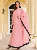 Casual Dresses Aligaia Beaded Cloak Kaftan Abaya Pink Dress ...