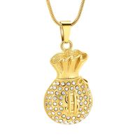 Pendant Necklaces Gift For Women Men Cremation Jewelry Ashes Loved One Dollar Sign Money Bag Urn With Crystal MemorialPendant