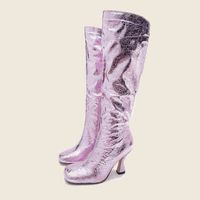 أحذية الركبة Martin Boot الخريف والشتاء رفيع الكعب العالي نساء مربع أزياء أزياء الأحذية 220802